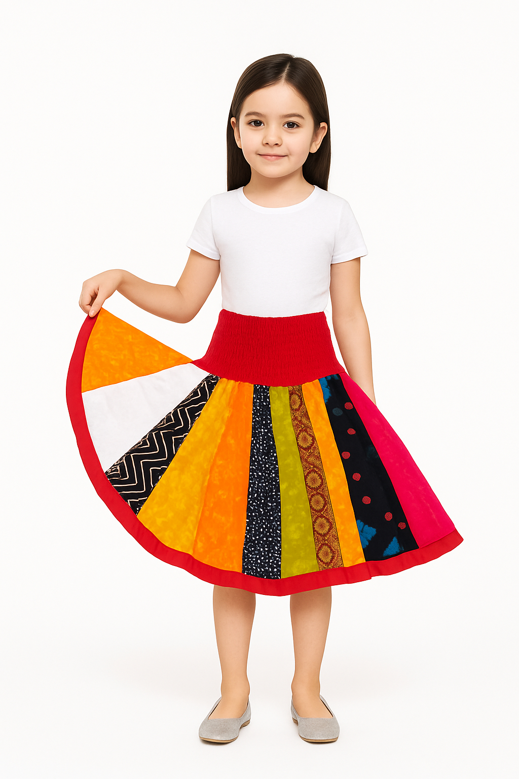 Kids’ Multicolor Patchwork Cotton Skirt – Boho Style
