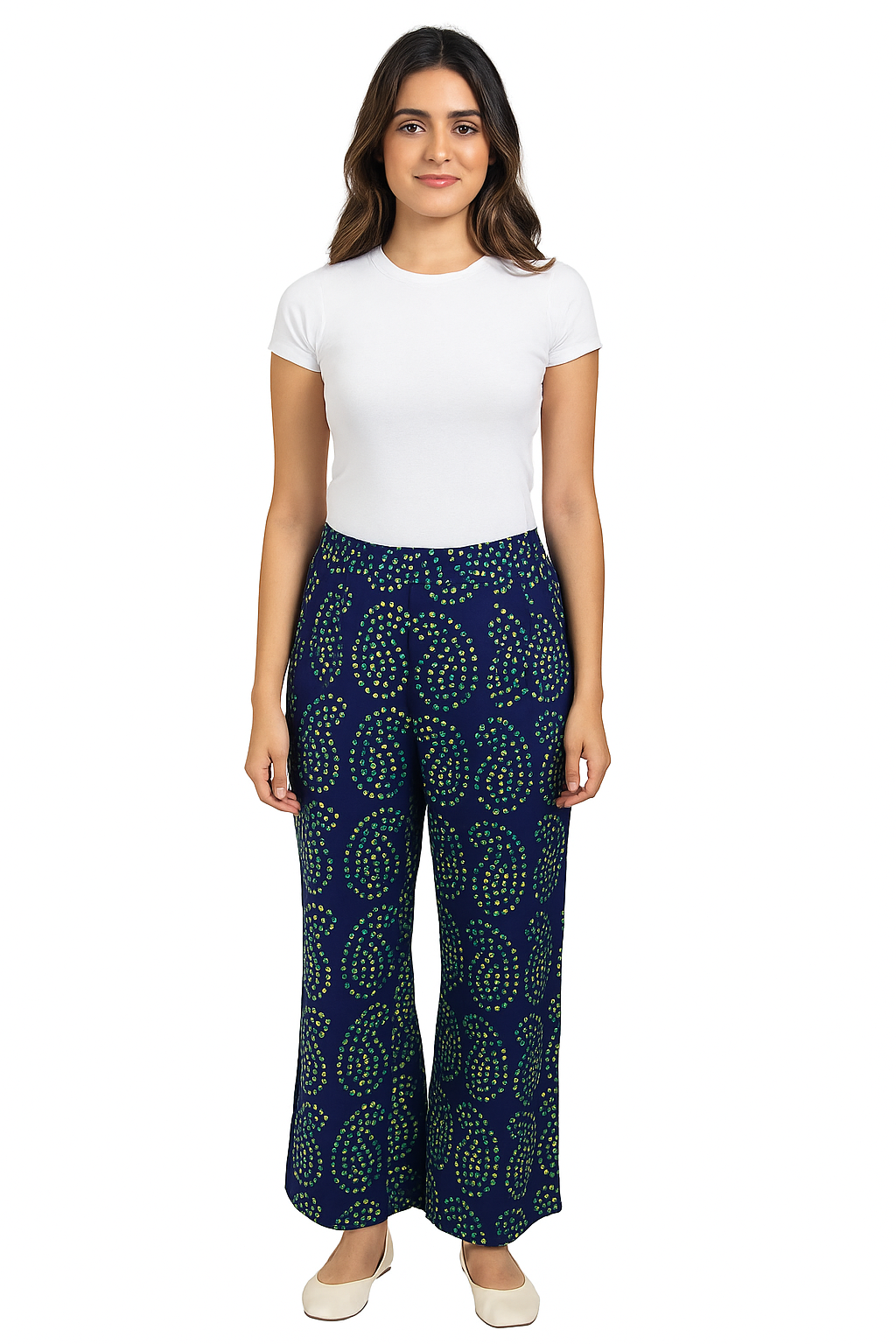 Women's Indigo Handblock Printed Cotton Palazzo Pants