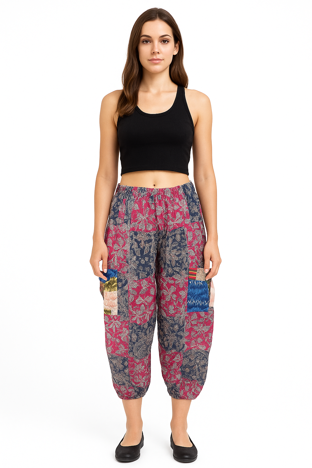Boho Patchwork Floral Harem Pants for Women