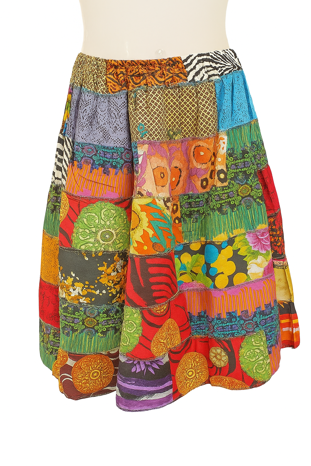 Multicolor Patchwork Boho Skirt