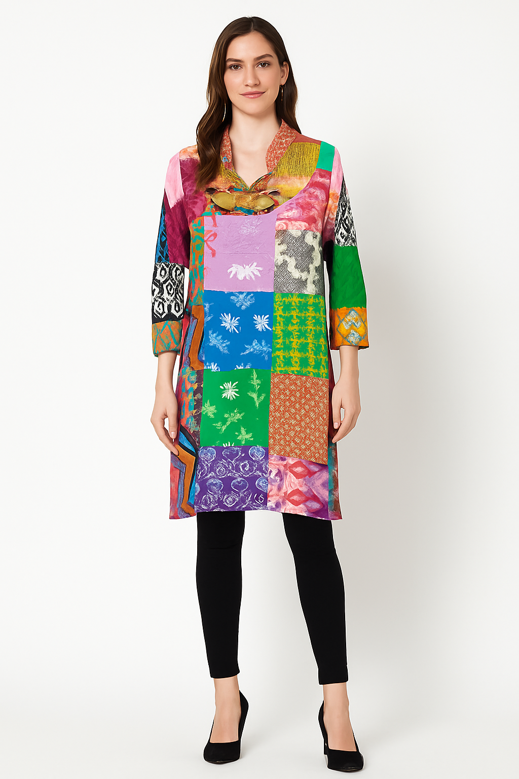 Multicolor Cotton Patchwork Tunic Dress – Earth Co.