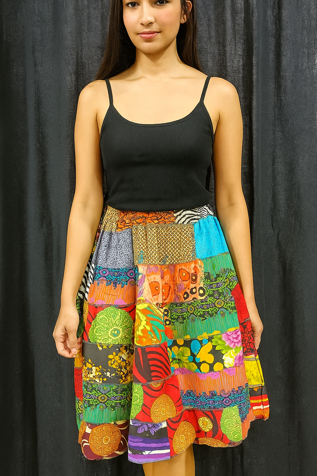 Multicolor Patchwork Boho Skirt