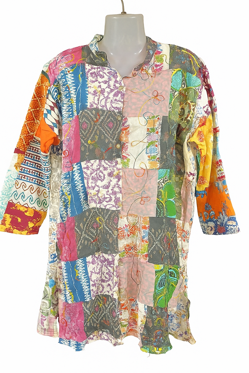 Patchwork Cotton Tunic – Vibrant Multicolor Long Kurti