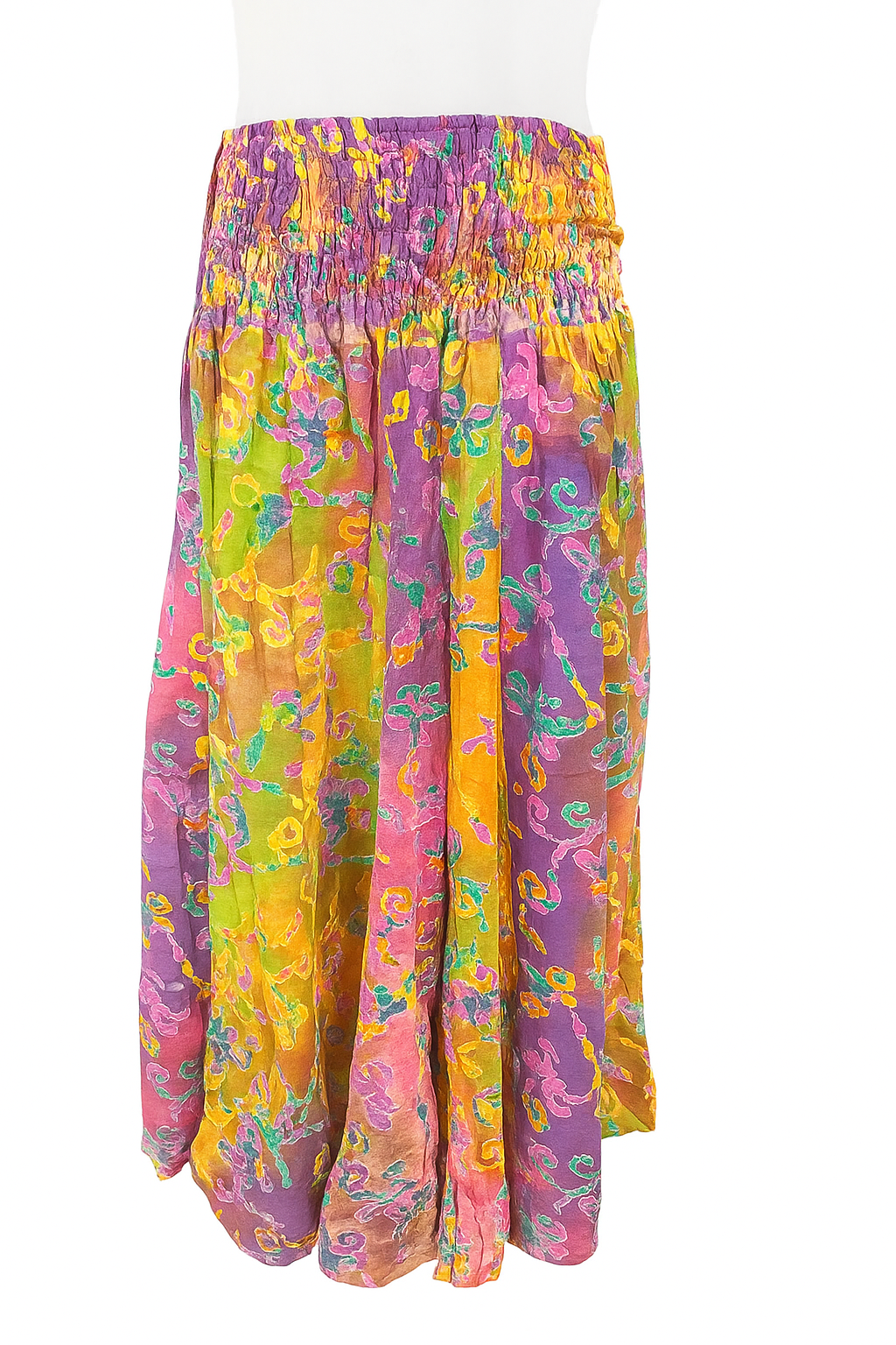Boho Chic Smocked Waist Multicolor Midi Skirt – Earth Co.