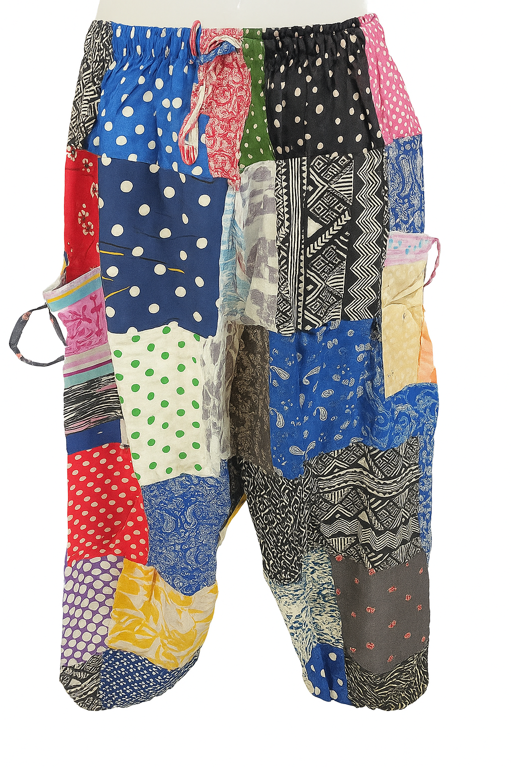Boho Patchwork Harem Pants – Multicolor Cotton Unisex Trousers