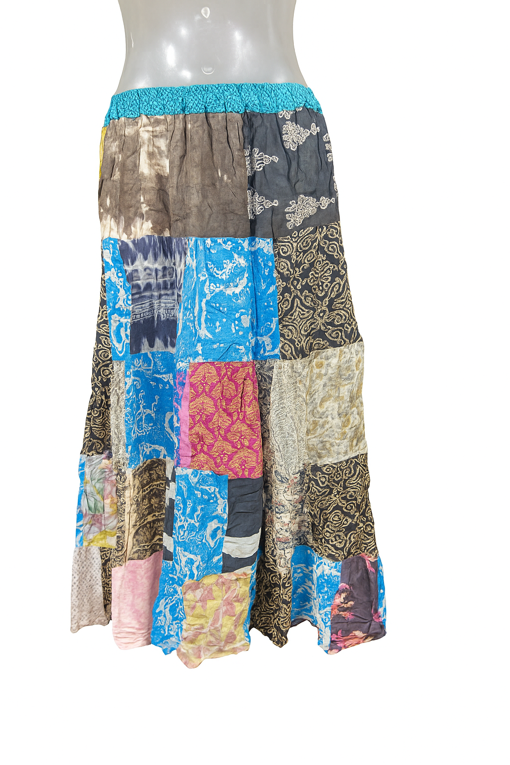 Boho Patchwork Maxi Skirt – Handmade Cotton Gypsy Skirt