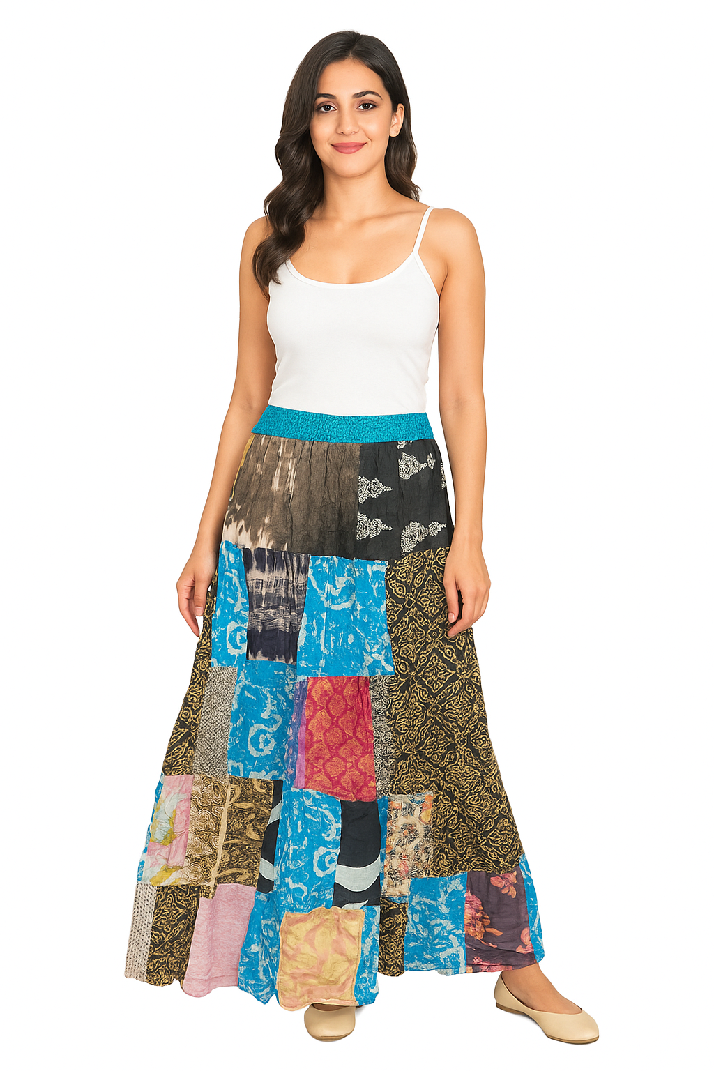 Boho Patchwork Maxi Skirt – Handmade Cotton Gypsy Skirt