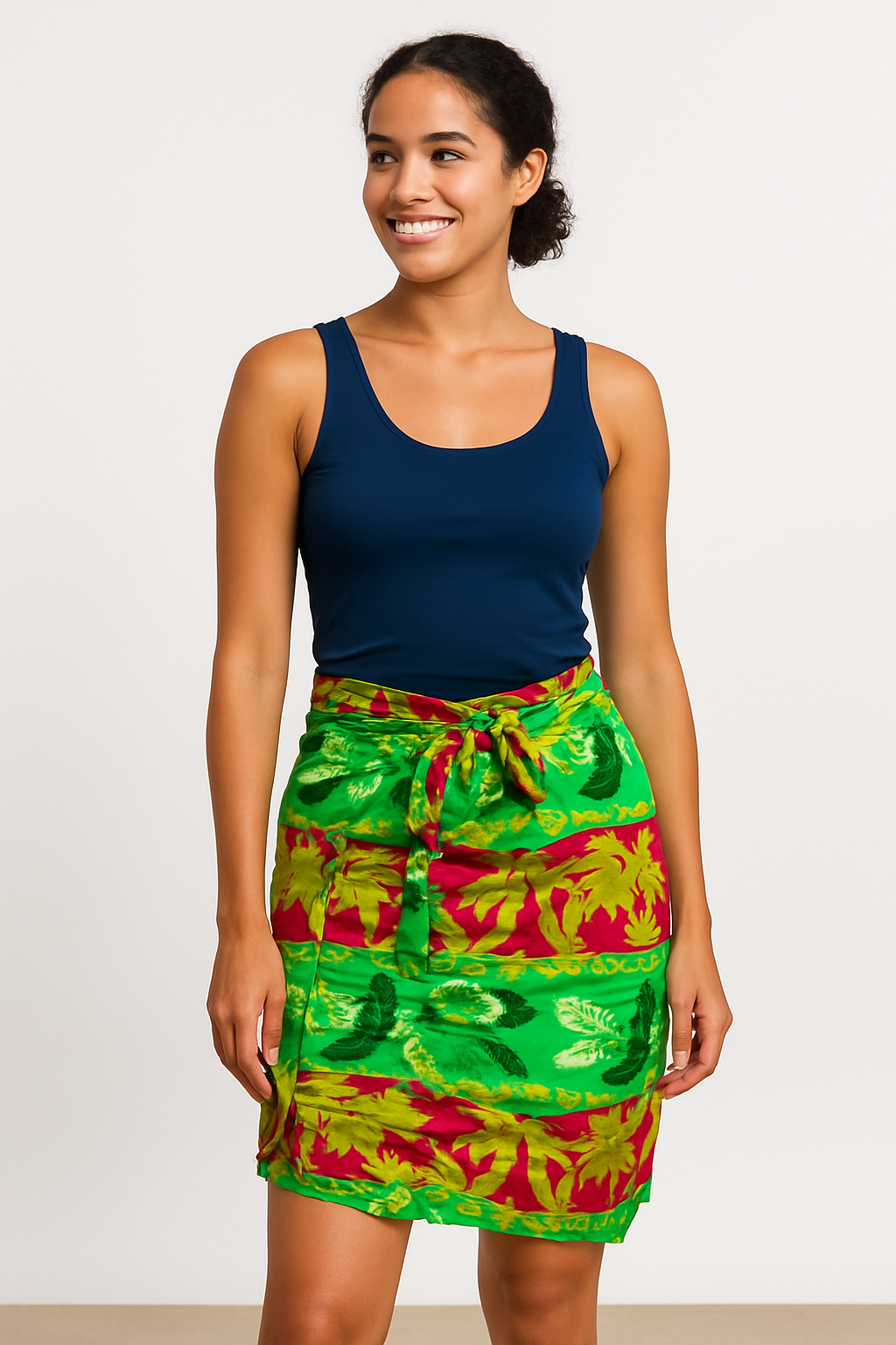 Vibrant Tropical Print Wrap Skirt – Lightweight Summer Beachwear
