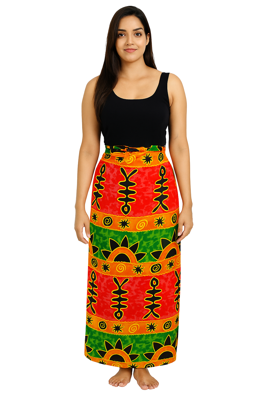 Vibrant Tribal Print Wrap Skirt – Boho Beach & Resort Wear