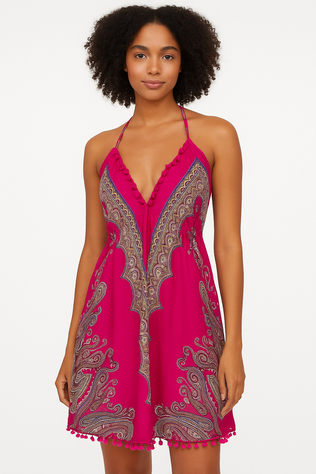 Fuchsia Paisley Halter Maxi dress
