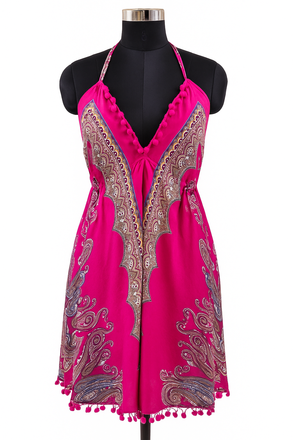 Fuchsia Paisley Halter Maxi dress