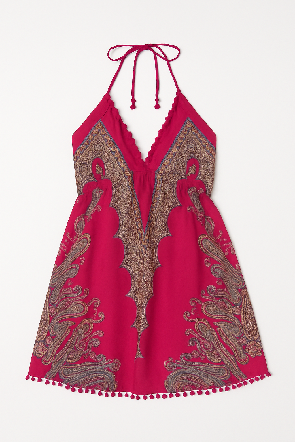Fuchsia Paisley Halter Maxi dress